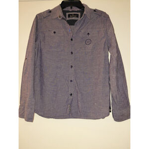 Men's Buffalo David Bitton Long Sleeve Button Up Shirt Blue Size Large